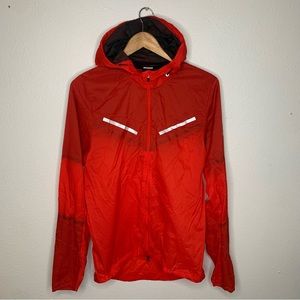 Nike Mens Red Cyclone Running Jacket Hooded Reflective Lightweight Full Zip S
